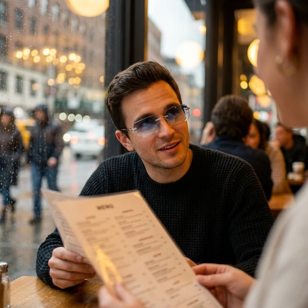 Reading a menu with BlueLume Glasses